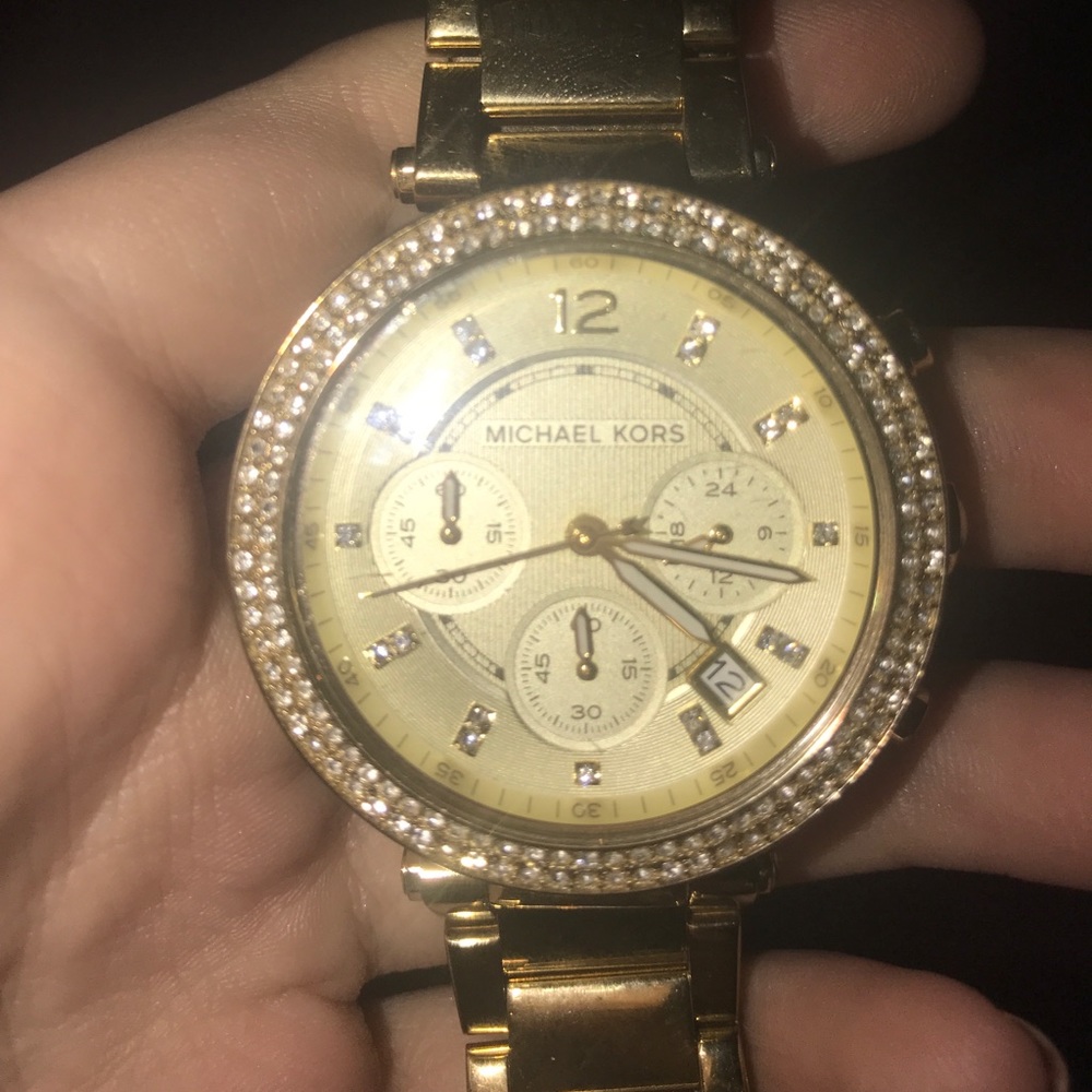 Small Woman’s Gold and Diamond Michael Kors Watch - Picture 4 of 4